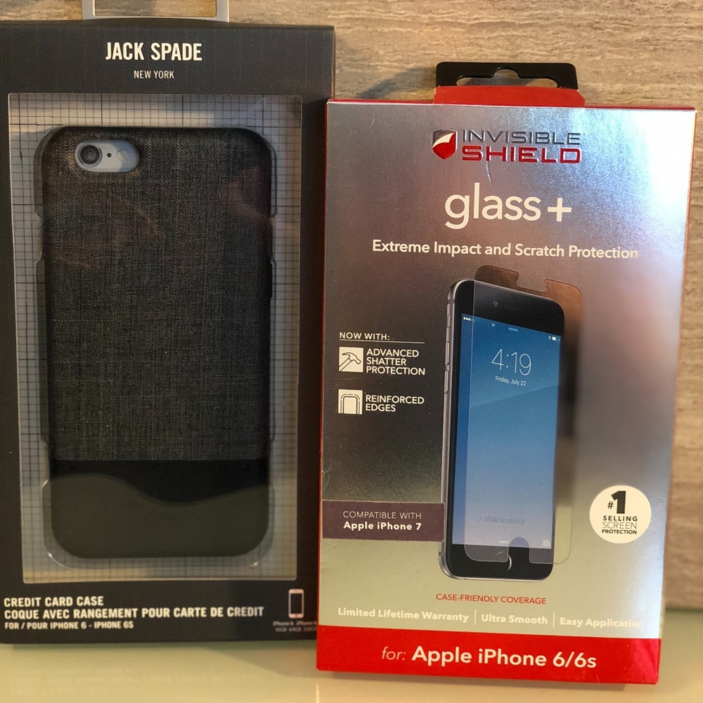 Jack Spade phone case and glass cover protecter